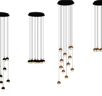 现代金属吊灯su模型