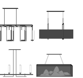 现代金属吊灯su模型