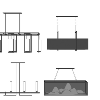 现代金属吊灯su模型