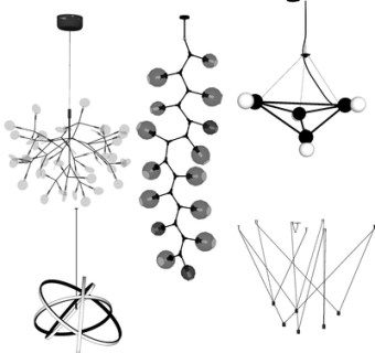 现代金属吊灯su模型