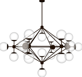 现代玻璃多头吊灯su模型