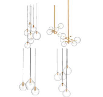 现代玻璃多头吊灯su模型