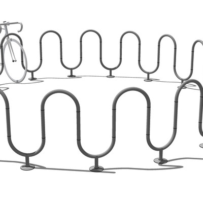 工业风金属自行车放置处su模型