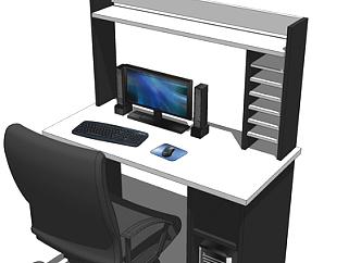 现代电脑桌椅su模型