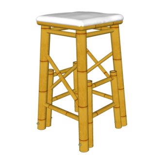 现代竹子凳子su模型