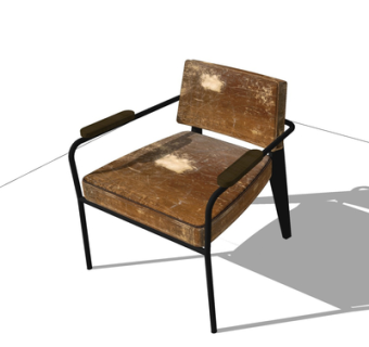 现代皮革休闲椅su模型