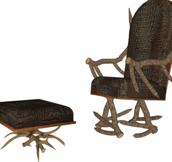 自然风皮革休闲椅su模型