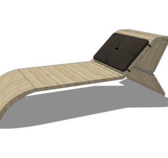 现代实木躺椅su模型