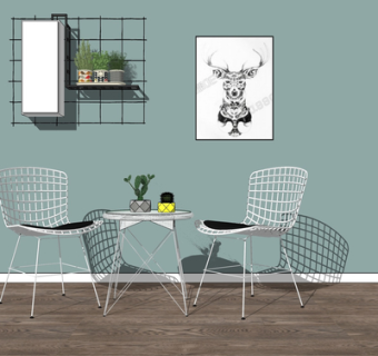 现代金属休闲桌椅su模型