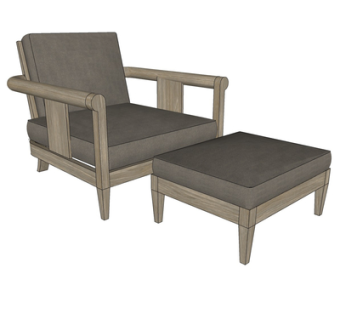 现代实木休闲椅su模型