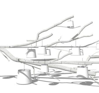现代树枝多头吊灯su模型