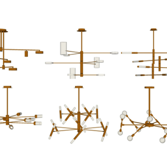 现代金属吊灯su模型