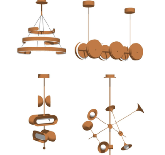 现代金属吊灯su模型