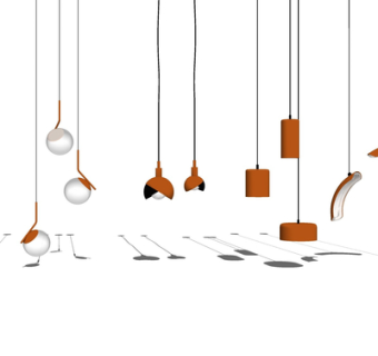 现代金属吊灯su模型