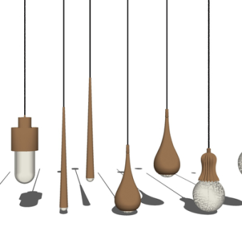 现代金属吊灯su模型