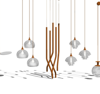 现代金属吊灯su模型