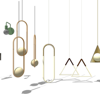 现代金属吊灯su模型