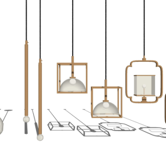 现代玻璃吊灯su模型