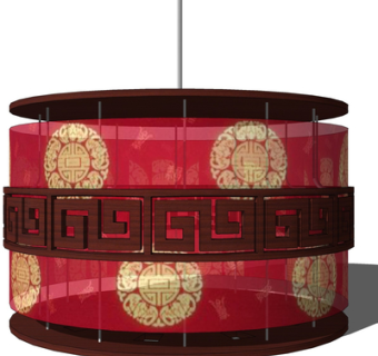 新中式吊灯su模型