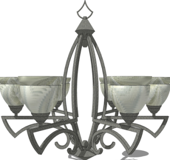 欧式金属吊灯su模型