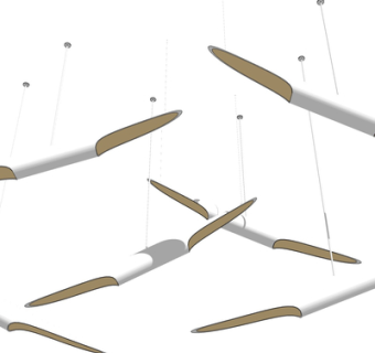 现代实木吊灯su模型