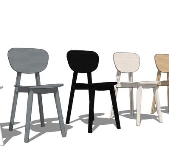 北欧实木单椅su模型