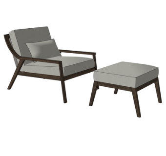 现代布艺休闲沙发su模型