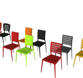 现代塑料单椅su模型