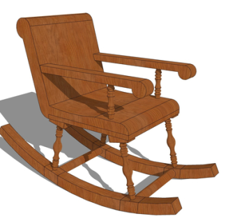 现代实木摇椅su模型