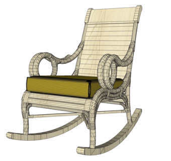 现代实木摇椅su模型