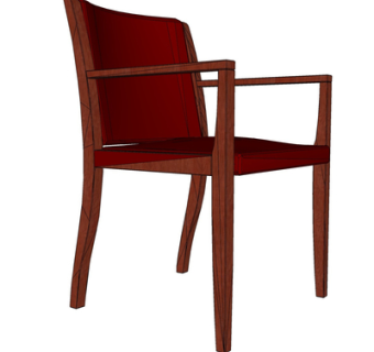 现代实木单椅su模型