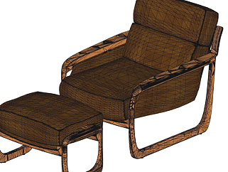 现代皮革休闲椅su模型