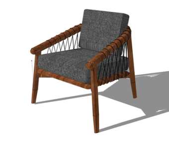 北欧实木单椅su模型