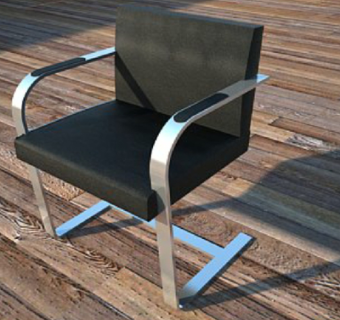 现代皮革单椅su模型