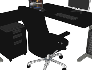 现代<em>电脑桌椅</em>su模型