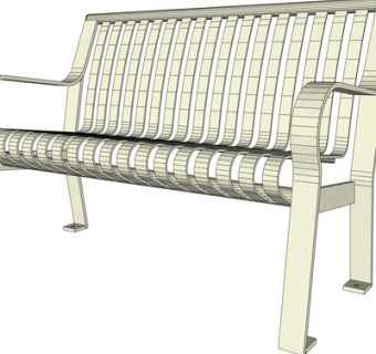 现代金属公用椅su模型