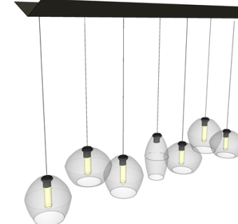 现代玻璃吊灯su模型