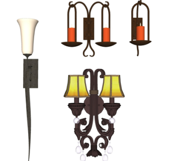 欧式金属壁灯su模型