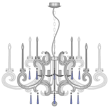 欧式水晶吊灯su模型