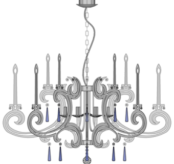 欧式水晶吊灯su模型