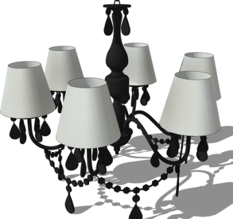 欧式金属多头吊灯su模型