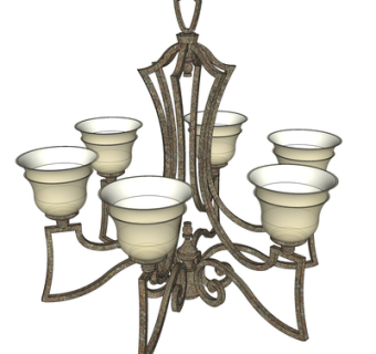 欧式金属吊灯su模型