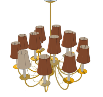 现代金属多头吊灯su模型