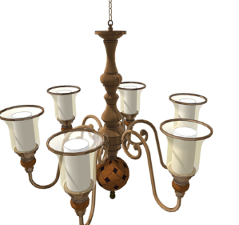 欧式金属多头吊灯su模型