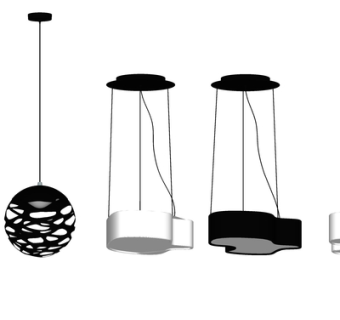 现代金属吊灯su模型