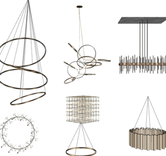 现代金属吊灯su模型
