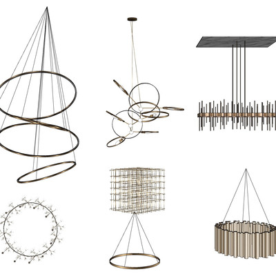 现代金属吊灯su模型