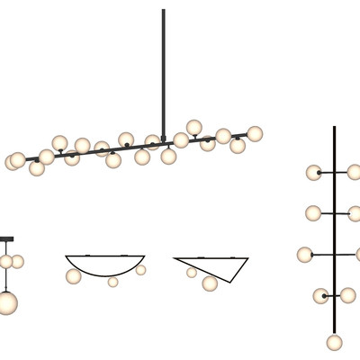 现代金属多头吊灯su模型