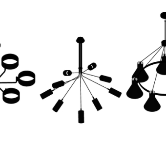 现代金属多头吊灯su模型