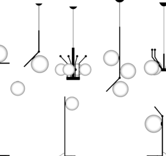 现代玻璃多头吊灯su模型